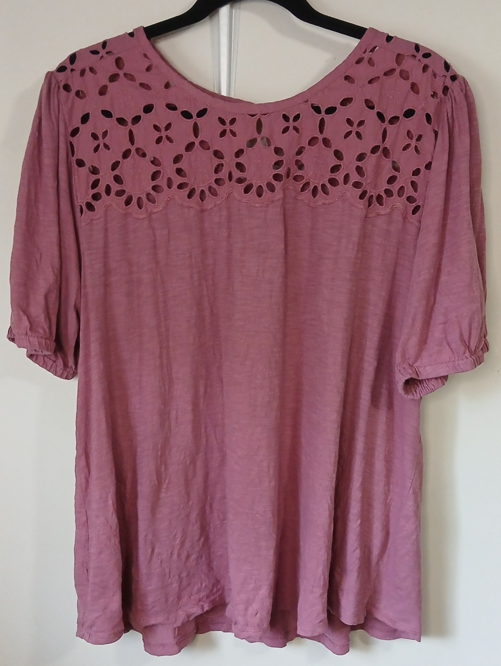 LOFT Mauve Eyelet Yoke Tunic Top